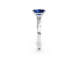 White gold Oval Cut Blue Sapphire Engagement Ring with Side Stone Accents and Four-Prong Setting_38