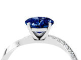 White gold Oval Cut Blue Sapphire Engagement Ring with Side Stone Accents and Four-Prong Setting_40