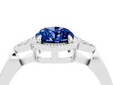 White gold Oval Cut Blue Sapphire Halo Ring with Tapered Band and Four-Prong Setting_4