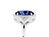 White gold Oval Cut Blue Sapphire Halo Ring with Tapered Band and Four-Prong Setting_5