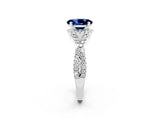 White gold Oval Cut Blue Sapphire  Halo Twist Band Solitaire Prong Setting Ring_32