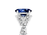 White gold Oval Cut Blue Sapphire  Halo Twist Band Solitaire Prong Setting Ring_65