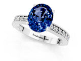 White gold Oval Cut Blue Sapphire Milgrain Pavé Engagement Ring with Four-Prong Setting_13