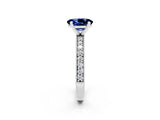 White gold Oval Cut Blue Sapphire Milgrain Pavé Engagement Ring with Four-Prong Setting_14