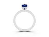 White gold Oval Cut Blue Sapphire Milgrain Pavé Engagement Ring with Four-Prong Setting_15
