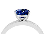White gold Oval Cut Blue Sapphire Milgrain Pavé Engagement Ring with Four-Prong Setting_16