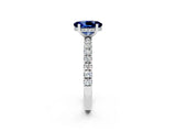 White gold Oval Cut Blue Sapphire Pave Band Solitaire Ring with Four-Prong Setting_26
