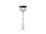White gold Oval Cut Blue Sapphire Ring with Side Stones and Four-Prong Setting_98