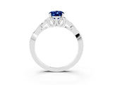 White gold Oval Cut Blue Sapphire Solitaire Celtic Knot Ring with Four-Prong Setting_15