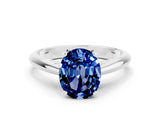 White gold Oval Cut Blue Sapphire Solitaire Engagement Ring with Cathedral Setting and Four-Prong Mount_30
