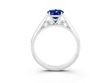 White gold Oval Cut Blue Sapphire Solitaire Engagement Ring with Cathedral Setting and Four-Prong Mount_33