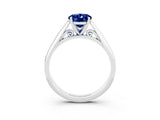 White gold Oval Cut Blue Sapphire Solitaire Engagement Ring with Cathedral Setting and Four-Prong Mount_33