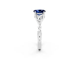 White gold Oval Cut Blue Sapphire Solitaire Engagement Ring with Celtic Knot Band and Four-Prong Setting_2