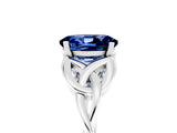 White gold Oval Cut Blue Sapphire Solitaire Engagement Ring with Celtic Knot Band and Four-Prong Setting_5