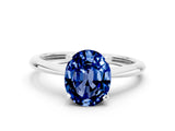 White gold Oval Cut Blue Sapphire Solitaire Engagement Ring with Classic Band and Four-Prong Setting_12