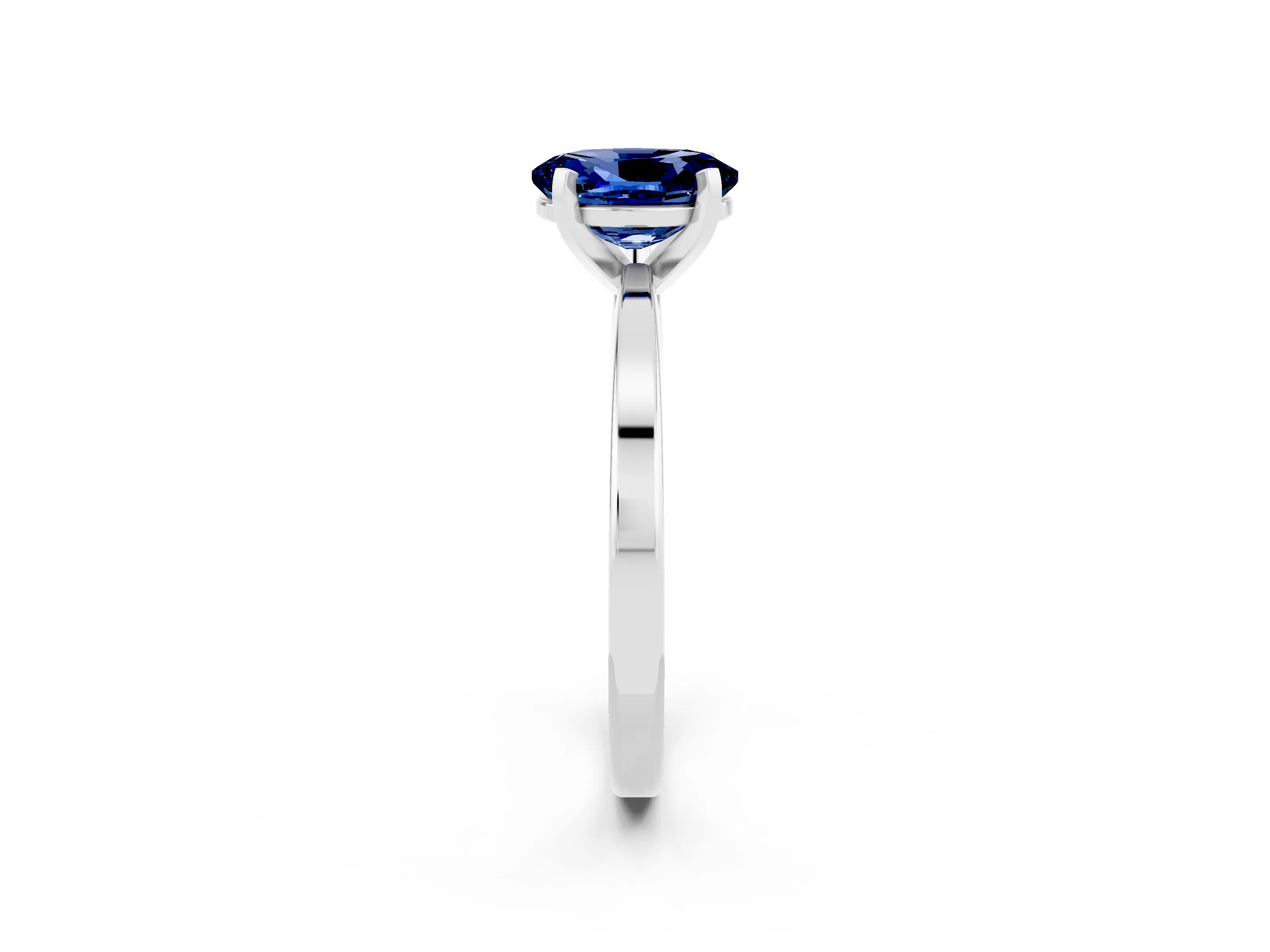 White gold Oval Cut Blue Sapphire Solitaire Engagement Ring with Classic Band and Four-Prong Setting_26