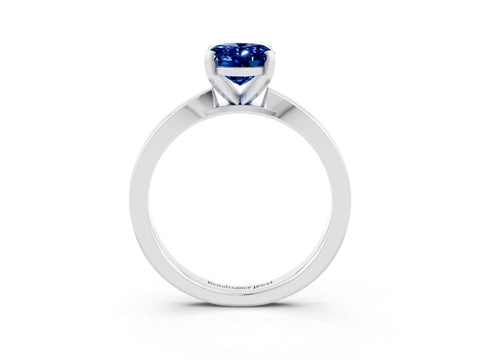 White gold Oval Cut Blue Sapphire Solitaire Engagement Ring with Classic Band and Four-Prong Setting_27