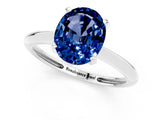 White gold Oval Cut Blue Sapphire Solitaire Engagement Ring with Classic Band and Four-Prong Setting_49