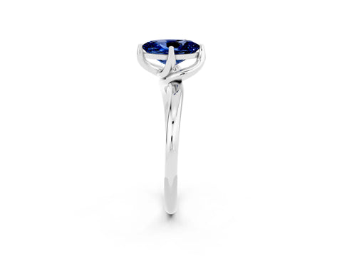 White gold Oval Cut Blue Sapphire Solitaire Engagement Ring with Four-Prong Setting and Classic Band_14