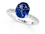 White gold Oval Cut Blue Sapphire Solitaire Engagement Ring with Pavé Band and Four-Prong Setting_24
