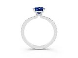 White gold Oval Cut Blue Sapphire Solitaire Engagement Ring with Pavé Band and Four-Prong Setting_26