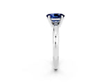 White gold Oval Cut Blue Sapphire Solitaire Engagement Ring with Round Band and Four-Prong Setting_2