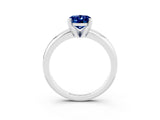 White gold Oval Cut Blue Sapphire Solitaire Engagement Ring with Round Band and Four-Prong Setting_3