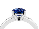 White gold Oval Cut Blue Sapphire Solitaire Engagement Ring with Round Band and Four-Prong Setting_4