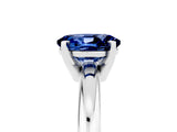 White gold Oval Cut Blue Sapphire Solitaire Engagement Ring with Round Band and Four-Prong Setting_5