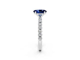 White gold Oval Cut Blue Sapphire Solitaire Pavé Band with Four-Prong Setting_2