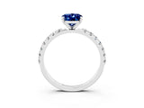 White gold Oval Cut Blue Sapphire Solitaire Pavé Band with Four-Prong Setting_3