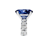 White gold Oval Cut Blue Sapphire Solitaire Pavé Engagement Ring with Round Band and Prong Setting_17