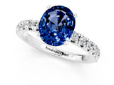 White gold Oval Cut Blue Sapphire Solitaire Pavé Engagement Ring with Round Band and Prong Setting_79