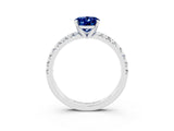 White gold Oval Cut Blue Sapphire Solitaire Pavé Engagement Ring with Round Band and Prong Setting_81