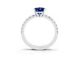 White gold Oval Cut Blue Sapphire Solitaire Pavé Engagement Ring with Round Band and Prong Setting_93