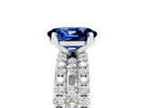 White gold Oval Cut Blue Sapphire Solitaire Ring with Pavé and Channel Set Band_5