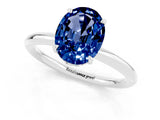 White gold Oval Cut Blue Sapphire Solitaire Ring with Thin Band and Four-Prong Setting_13