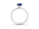 White gold Oval Cut Blue Sapphire Solitaire Ring with Thin Band and Four-Prong Setting_15
