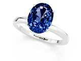 White gold Oval Cut Blue Sapphire Solitaire Ring with Thin Band and Prong Setting_13