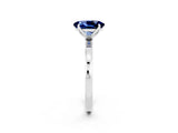 White gold Oval Cut Blue Sapphire Solitaire Ring with Thin Band and Prong Setting_14