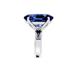 White gold Oval Cut Blue Sapphire Solitaire Ring with Thin Band and Prong Setting_17
