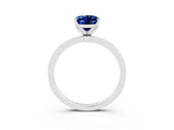 White gold Oval Cut Blue Sapphire Solitaire Ring with Thin Band and Prong Setting_39
