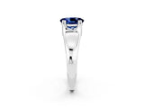White gold Oval Cut Blue Sapphire Solitaire Ring with Wide Band and Prong Setting_2
