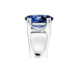 White gold Oval Cut Blue Sapphire Solitaire Ring with Wide Band and Prong Setting_5