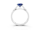 White gold Oval Cut Blue Sapphire Solitaire Twist Band Prong Setting Ring_51