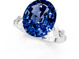 White gold Oval Cut Blue Sapphire Solitaire Twisted Band with Round  Accents and Prong Setting_13