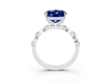 White gold Oval Cut Blue Sapphire Solitaire Twisted Band with Round  Accents and Prong Setting_15