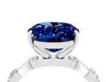 White gold Oval Cut Blue Sapphire Solitaire Twisted Band with Round  Accents and Prong Setting_16