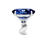 White gold Oval Cut Blue Sapphire Solitaire Twisted Band with Round  Accents and Prong Setting_17