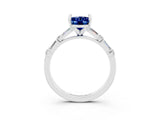 White gold Oval Cut Blue Sapphire Solitaire with Side Baguettes and Channel Set Band_3
